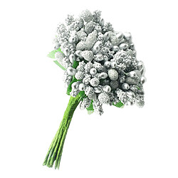 un bouquet de 12pcs fleur artificielle stamen pistil pour mariage 8.5cm argent pas cher