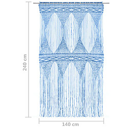 vidaXL Rideau en macramé Bleu 140x240 cm Coton pas cher