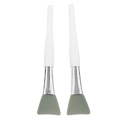 Lot 2pcs Pro Pinceaux Brosse à Tête Silicone Manche Plastique Mélangeur de Masque Facial - Accessoire de Beauté pour DIY Masque Faciale - Gris