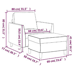 vidaXL Fauteuil avec repose-pied Gris 60 cm Similicuir pas cher