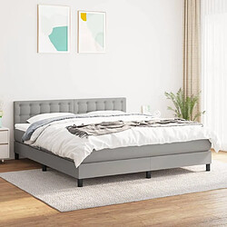 Maison Chic Lit adulte- Lit + matelas,Sommier à lattes de lit avec matelas Gris clair 180x200cm Tissu -GKD10094