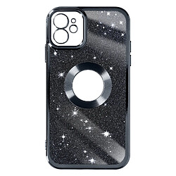 Avizar Coque pour iPhone 12 Paillette Amovible Silicone Gel Série Protecam Spark Noir