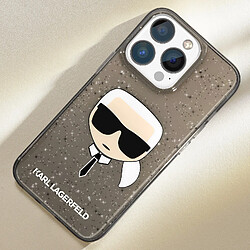 Avis Karl Lagerfeld Coque Paillette pour iPhone 13 Pro Finition Fumée Noir Transparent