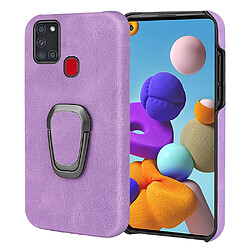 Coque en TPU + PU anti-rayures avec béquille à anneau rotatif violet pour votre Samsung Galaxy A21s