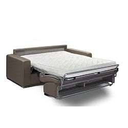 Inside 75 Canapé convertible 2- ALLURE matelas mémory 20cm lattes 120cm cuir vachette taupe clair