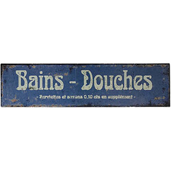 Antic Line Creations Plaque publicitaire Bains-douches bleue antique.