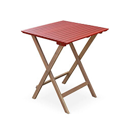 Acheter Table de jardin bistrot 60x60cm - Barcelona Bois / Terracotta - pliante bicolore carrée en acacia avec 2 chaises pliables | sweeek