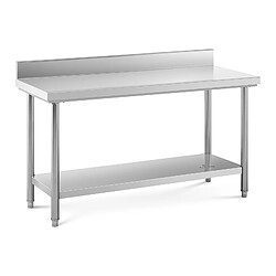 Helloshop26 Table de travail acier inoxydable plan de travail en inox plan de travail professionnel table de travail cuisine adossée dosseret 150 x 60 cm 159 kg 14_0005099