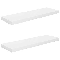 Maison Chic Lot de 2 Étagère murale flottante,Etagère de rangement Blanc brillant 80x23,5x3,8cm MDF -MN78391