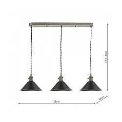 Luminaire Center Suspension Hadano Étain antique,chrome antique 3 ampoules 114cm