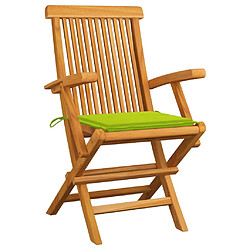 vidaXL Chaises de jardin avec coussins vert vif lot de 2 Bois de teck