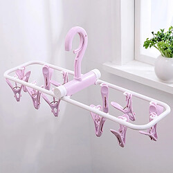 Wewoo Séchoir pliant à 12 clips Chaussettes de sous-vêtements Clip Rack de vêtements multifonctionnel violet pas cher