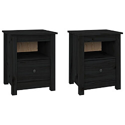 vidaXL Tables de chevet 2 pcs Noir 40x35x49 cm Bois de pin massif