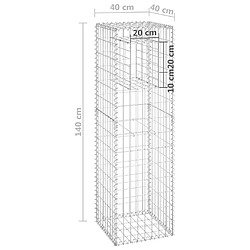 vidaXL Poteau à panier de gabion 40x40x140 cm Fer pas cher