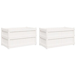 vidaXL Jardinières 2 pcs blanc bois de pin massif