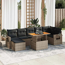 vidaXL Salon de jardin 8 pcs avec coussins gris résine tressée