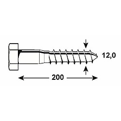 Connex KL3142200 Vis à bois 6 pans galvanisés 1000 g 12 x 200 mm