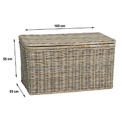 Avis Vente-Unique Coffre de rangement en kubu TIMGAD - L100 x P55 x H55 cm - Gris naturel