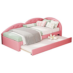 ComfortXL Canapé-lit 90x200 Cm, Lit Escamotable Intégré, Élégant Et Minimaliste, En Pu, Couleur Rose