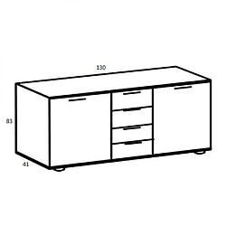 Inside 75 Commode GIRBO 4 tiroirs 2 portes coloris graphite rechampis imitation chêne artisan