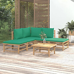 Maison Chic Salon de jardin 6 pcs + coussins - Mobilier/Meubles de jardin - Table et chaises d'extérieur vert bambou -MN79297