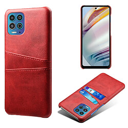 Coque en TPU + PU avec double porte-cartes rouge pour votre Motorola Moto G100/Edge S