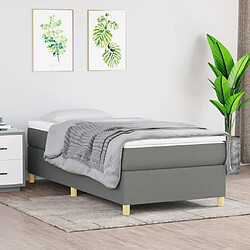 Maison Chic Lit Adulte - Lit simple Lit à sommier tapissier et matelas moelleux - Meuble de Chambre - Gris foncé 90x190 cm Tissu -MN34600