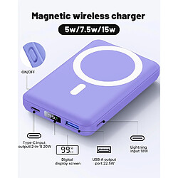 Avis SANAG Batterie Externe Magnétique, Compatible Avec Magsafe, 10000Mah Power Bank Charge Rapide Pd 22.5W Avec Support Pliable, Affichage Led, Compatible Iphone 15/14/13/12/Pro/Pro (Violet)