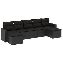 vidaXL Salon de jardin 7 pcs avec coussins noir résine tressée