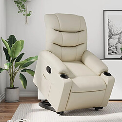 Maison Chic Fauteuil Relax pour salon, Fauteuil inclinable Crème Similicuir -GKD19493