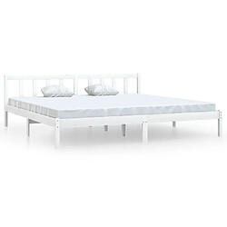 vidaXL Cadre de lit sans matelas blanc bois massif