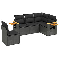 Maison Chic Ensemble de 5 Tables et chaises d'extérieur avec coussins,Salon de jardin noir résine tressée -GKD894530