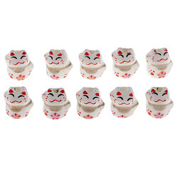 10 pièces en céramique chance chat maneki neko en porcelaine entretoise perles 12x14mm