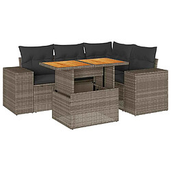 vidaXL Salon de jardin 5 pcs avec coussins gris résine tressée