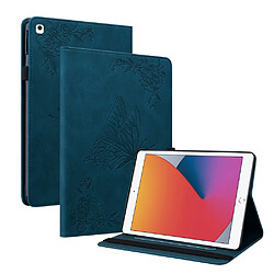 Etui en PU motif fleur et papillon avec porte-cartes et support bleu pour votre Apple iPad 10.2 (2021)/(2020)/(2019)