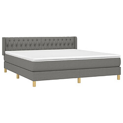 Avis Maison Chic Lit Adulte - Lit simple Lit à sommier tapissier avec matelas moelleux - Meuble de Chambre - Gris foncé 180x200cm Tissu -MN62565