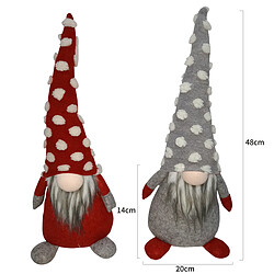 Mobili Rebecca Set de 2 Gnomes Elfes Décoratif Tissu Gris Rouge 48x20x14