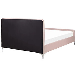 Beliani Lit double en velours rose 140 x 200 cm LUNAN pas cher