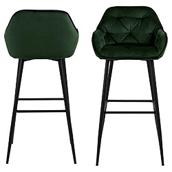 Acheter Toilinux Lot de 2 Tabourets de bar en tissu et métal - Vert