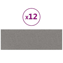 vidaXL Panneaux muraux 12 pcs Gris clair 90x30 cm Tissu 3,24 m²