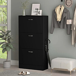 Ahd Amazing Home Design Armoire à chaussures vertical 63x24x115cm avec 3 portes 18 paires Batu, Couleur: Noir