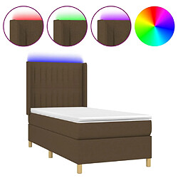 vidaXL Sommier à lattes de lit matelas LED Marron foncé 80x200cm Tissu