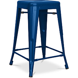 ICONIK INTERIOR Tabouret de bar - Design industriel - Acier mat - 60cm - Nouvelle édition - Stylix Bleu foncé