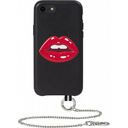 ARTEFAKT Coque pour iPhone 7/8/SE/SE22 en Cuir Bastille avec Motif Bouche en relief Noir