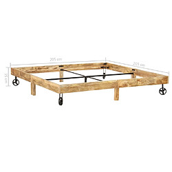 vidaXL Cadre de lit sans matelas bois de manguier massif 200x200 cm pas cher