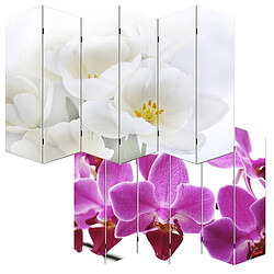 Decoshop26 Paravent 6 panneaux pans séparateur de pièce 180x240cm motif orchidee PAR04008