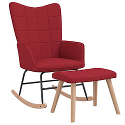 vidaXL Chaise à bascule avec tabouret Rouge bordeaux Tissu