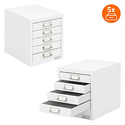 Acheter ML DESIGN MODERN LIVING Set de 2 armoire à dossiers avec 5 tiroirs en métal blanc classeur documents