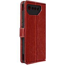 Avizar Housse pour Asus Rog Phone 7 Cuir Véritable Porte-carte Support Vidéo Rouge