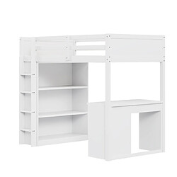 ComfortXL Lit Pour Enfant Avec Rangements Et Bureau - Lit Mezzanine 90 X 200 Cm En Bois Blanc